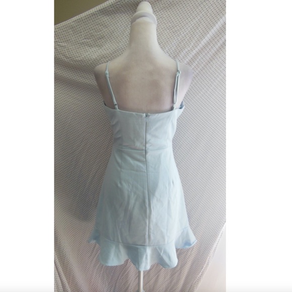 NEW FRENCH CONNECTION Light Blue DREAM WHISPER Frill Hem COCKTAIL Mini DRESS 6 - Picture 9 of 14